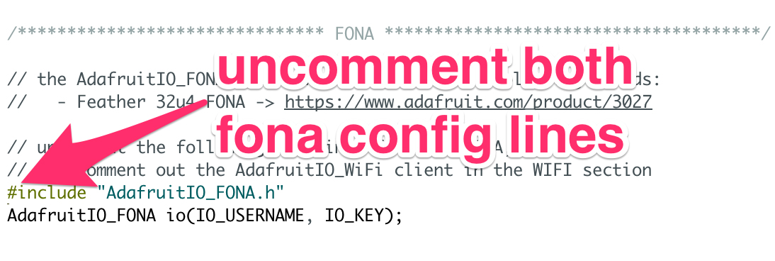 Uncomment both Fona config lines