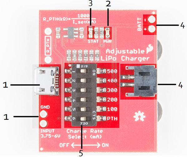 Diagram of Parts used on Adjustable LiPo Charger