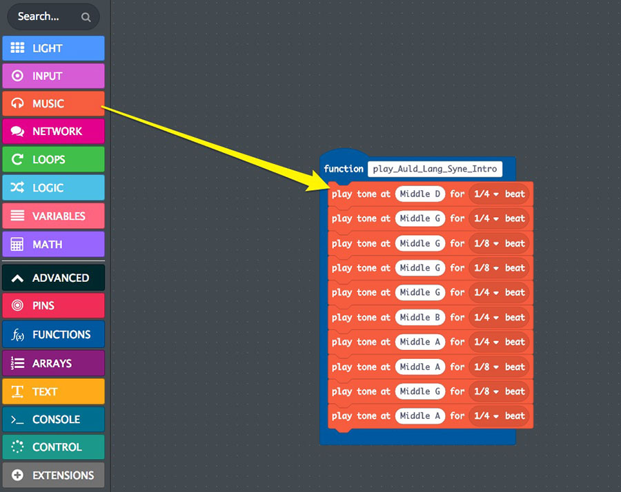 create the intro to Auld Lang Syne